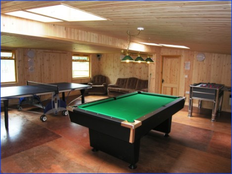 The Games Room with pool table, table tennis & table football